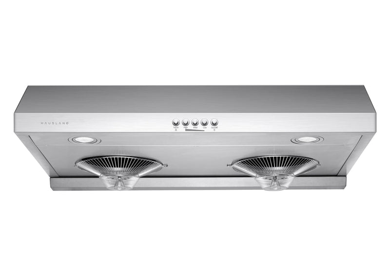 Hauslane | Chef Series Range Hood C100 30" Under Cabinet Kitchen Extractor | Stainless Steel Electric Stove Ventilator | 3 Speed Settings | Energy Efficient LED Lamps | Fits 6 Inch Round Ducts
