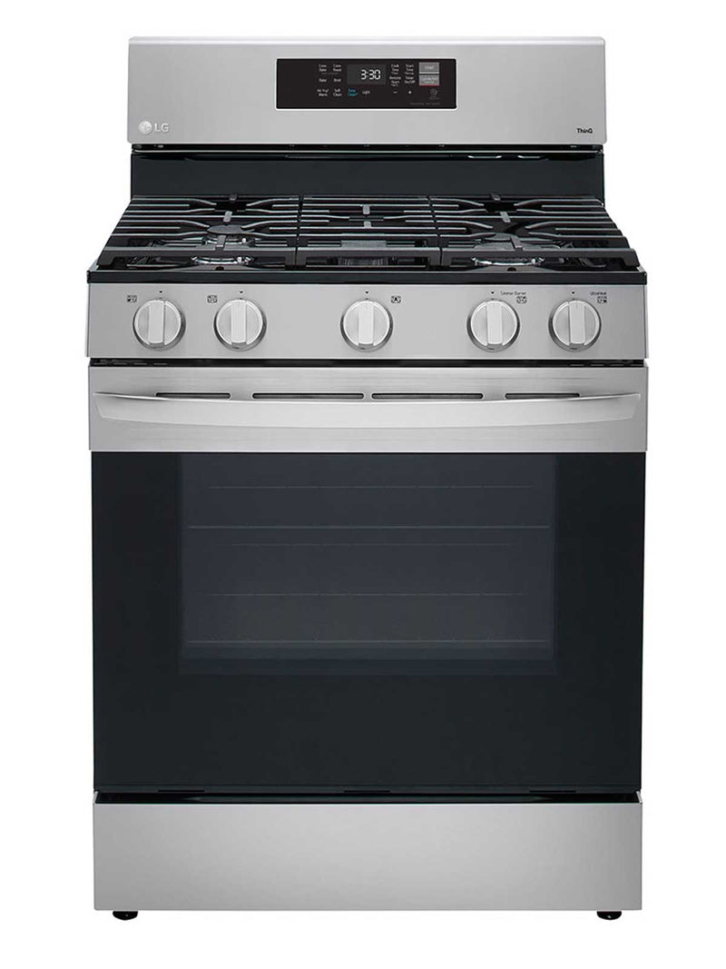 LG InstaView 30-in 5 Burners 5.8-cu ft Self-cleaning Air Fry Convection Oven  Freestanding Smart Natural Gas Range (Printproof Black Stainless Steel) in  the Single Oven Gas Ranges department at