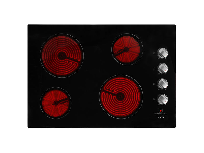 ROBAM 30 in. Radiant Electric Ceramic Glass Cooktop in Black with 4 Elements including 2 Power Boil Elements