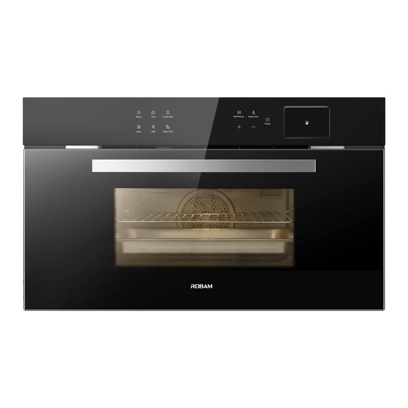 ROBAM  30-in Air Fry Convection European Element Single Electric Wall Oven (Black Glass)